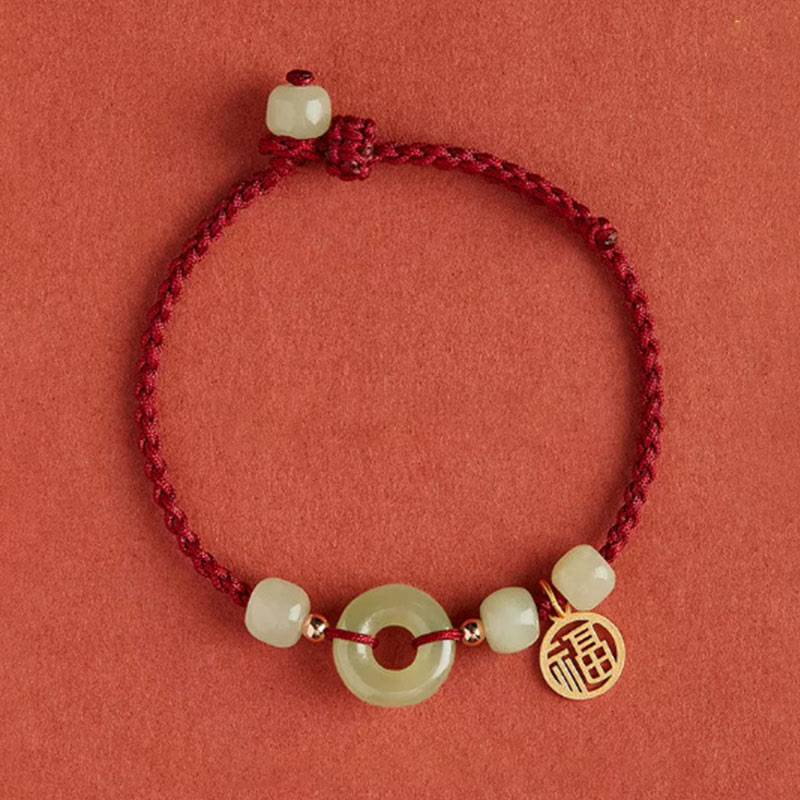 Jade Lotus Peace Buckle String Bracelet for Abundance