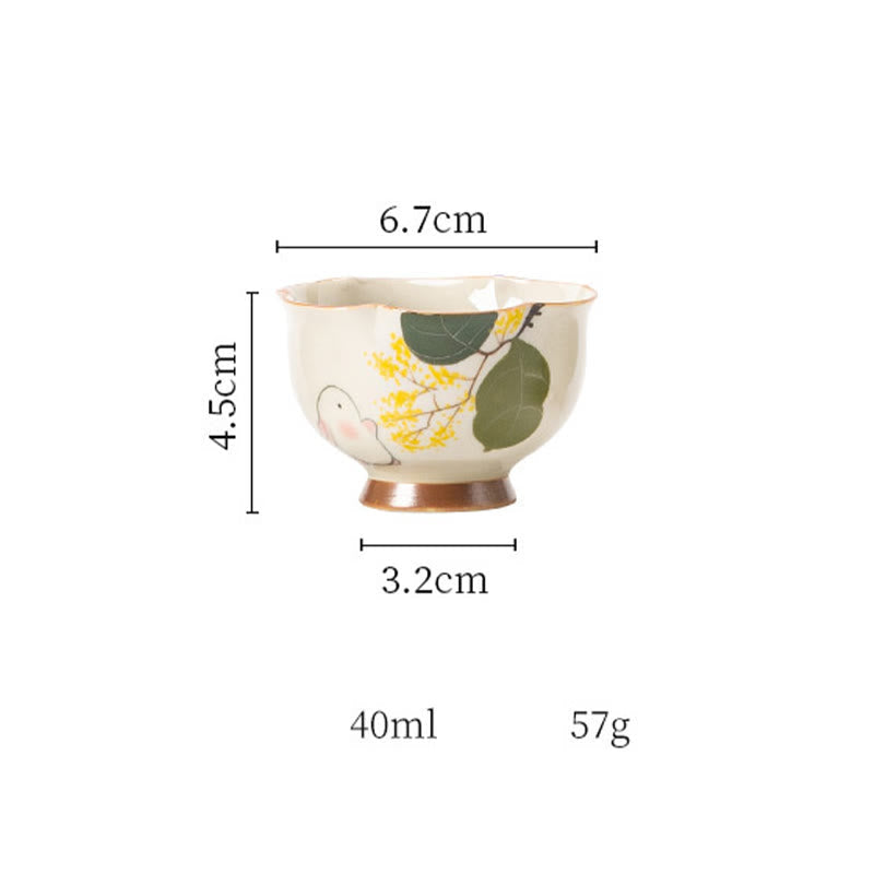 40ml Osmanthus Rabbit Ceramic Teacup for Kung Fu Tea Ritual
