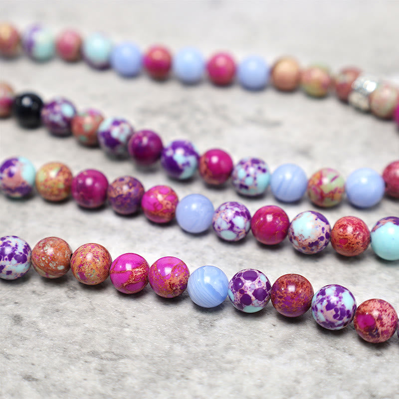 8mm Miano Real Stone Lotus Mala Beads for Meditation & Healing