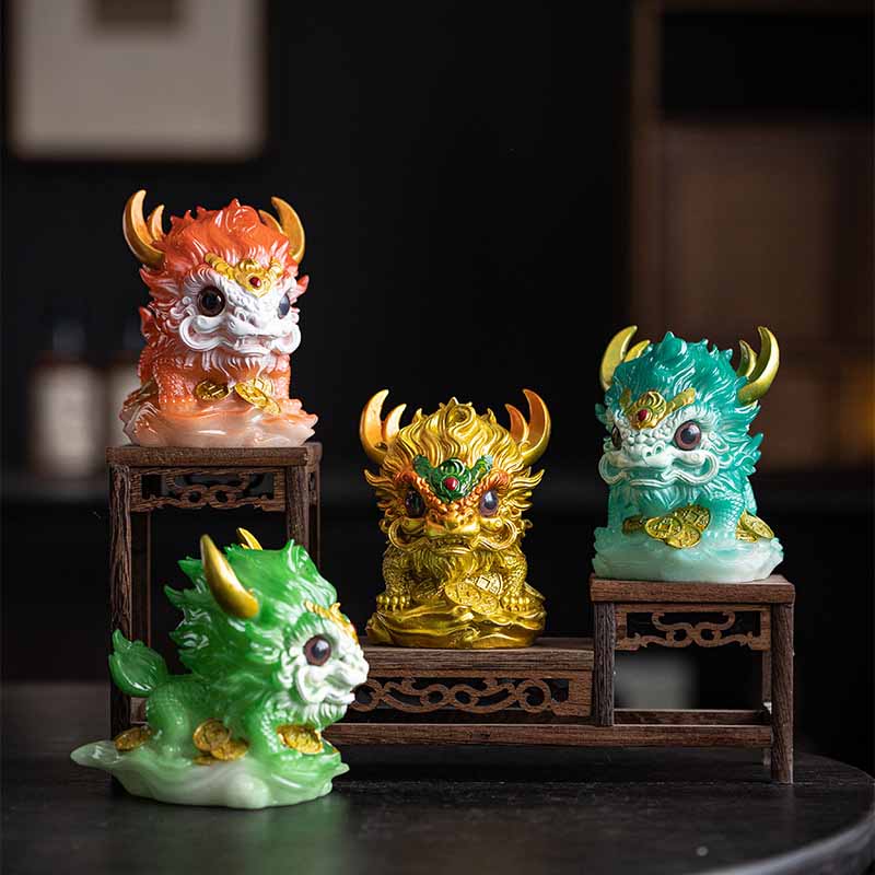 Color Changing Kirin Resin Spiritual Statue | Home Zen Decor