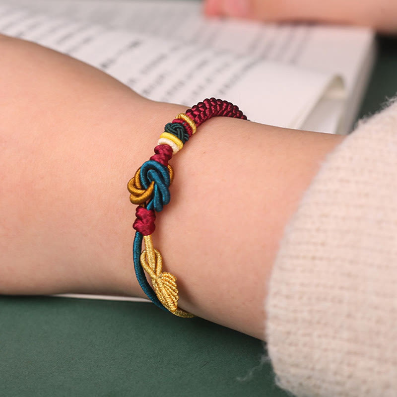 Tibetan Mandala Knot Luck Leaf Red String Bracelet