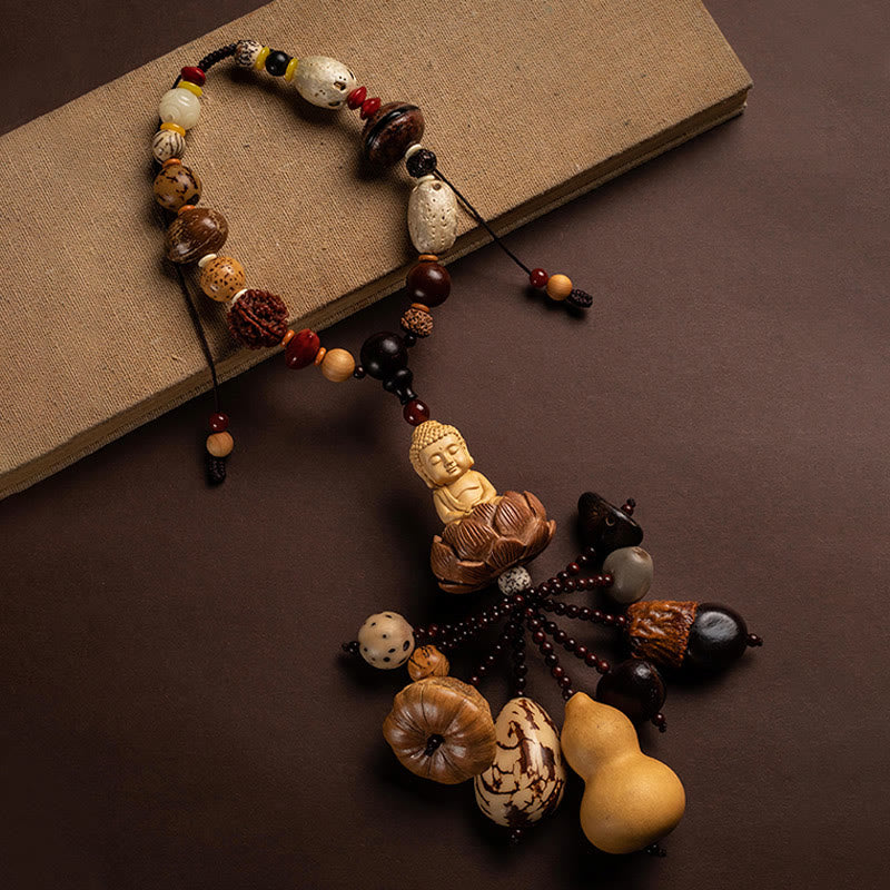 Boxwood Peach Wood Bodhi Seed Lotus Car Hanging Charm