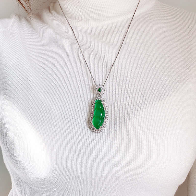 Cyan Jade Luck Necklace Pendant for Success & Healing