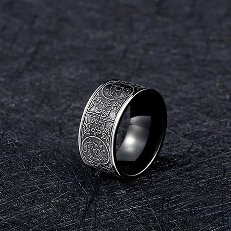 Carved Four Guardian Beasts Dragon Ring in Titanium Steel