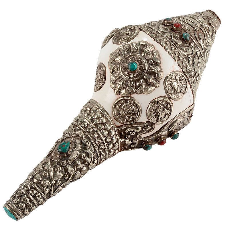 Tibetan Natural Shankha Conch Shell Dragon Decoration