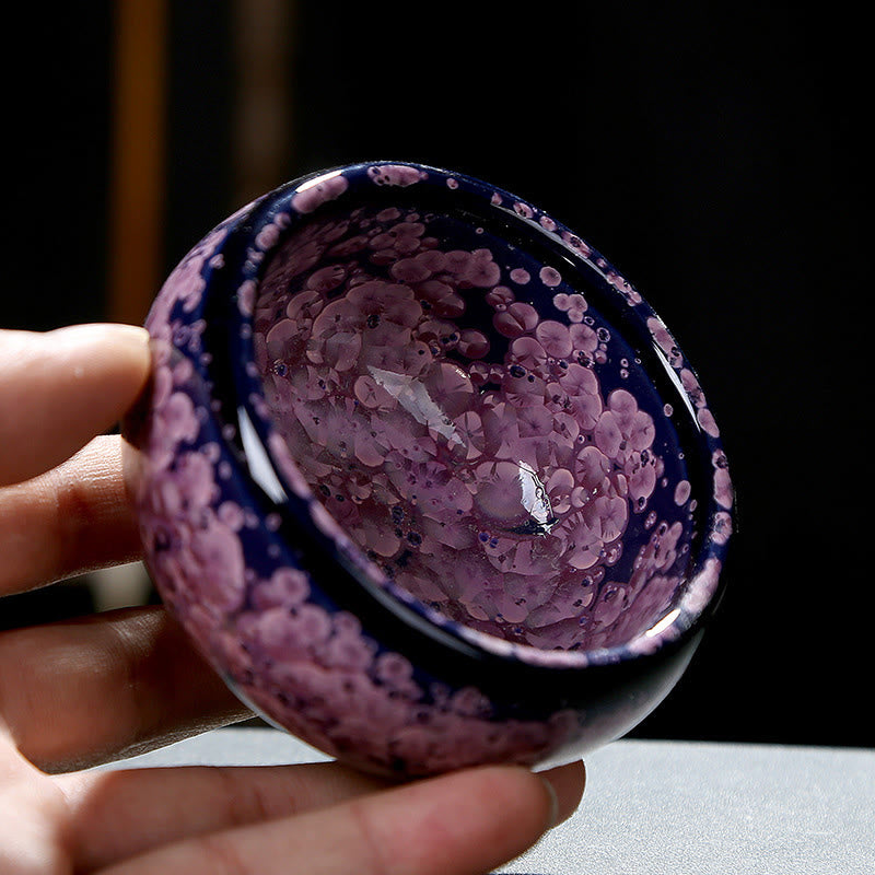 Colorful Iris Flowers Jian Zhan Teacup 110ml Ceramic