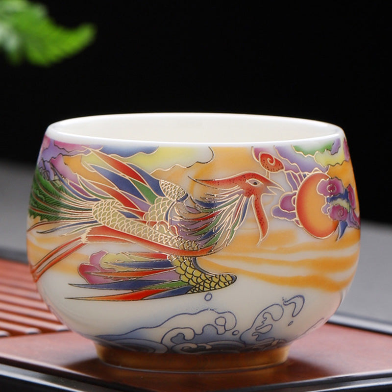 Dragon & Phoenix Ceramic Teacup 190ml | Spiritual Tableware