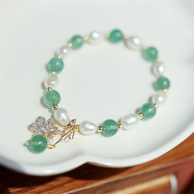 8mm Green Strawberry Quartz Love Bracelet for Calm & Healing