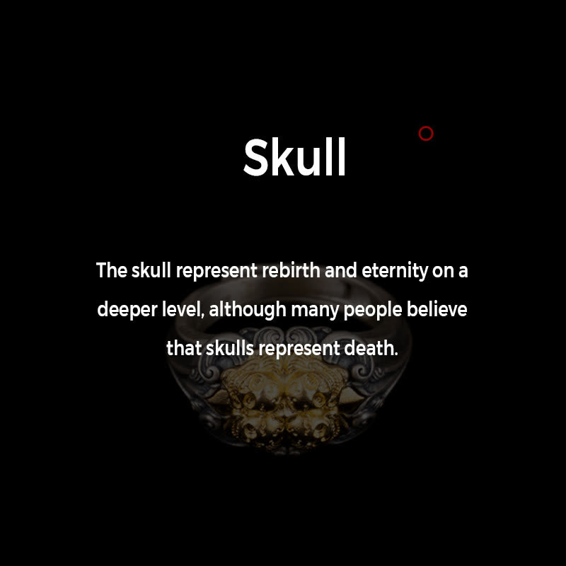 Sterling Silver Tibetan Skull Protection Ring Adjustable