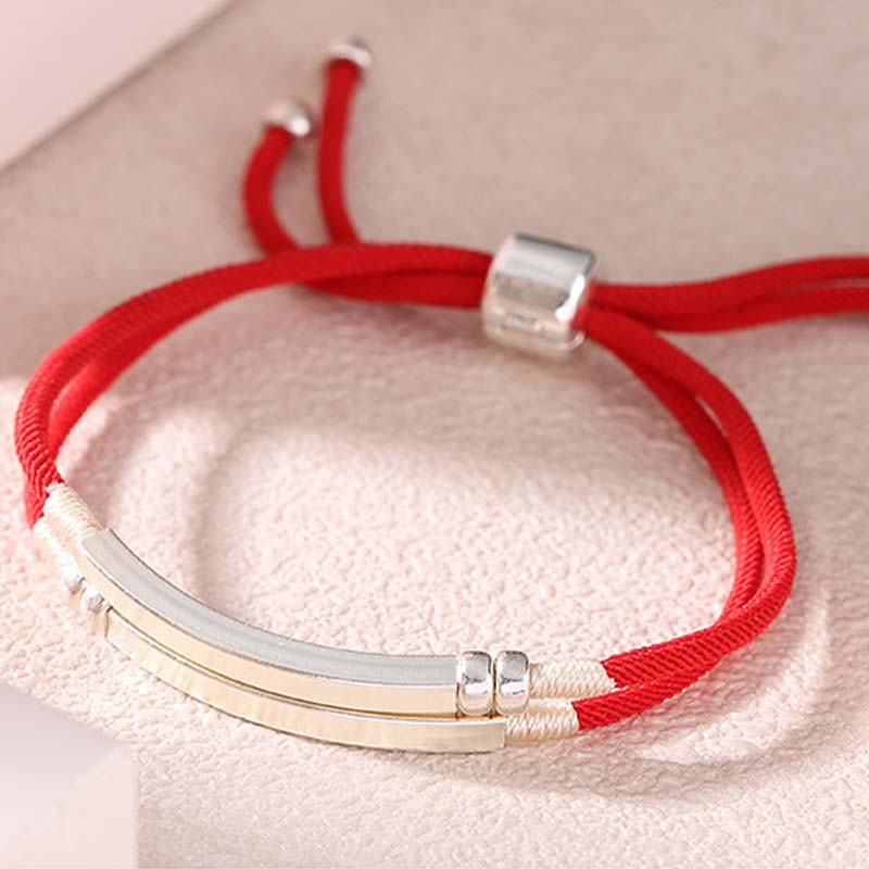 Sterling Silver Red String Layered Braid Bracelet for Luck & Protection