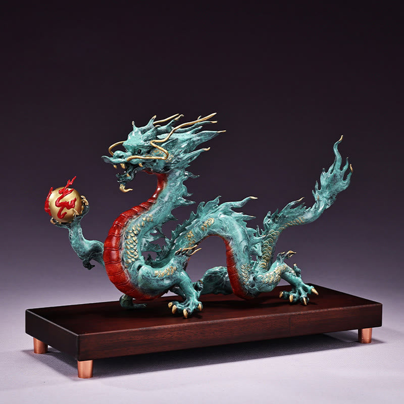 Brass Dragon Office Decoration | Feng Shui Luck Success 31cm