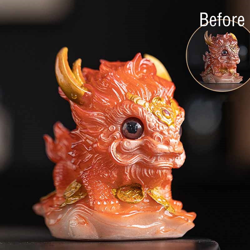 Color Changing Kirin Resin Spiritual Statue | Home Zen Decor