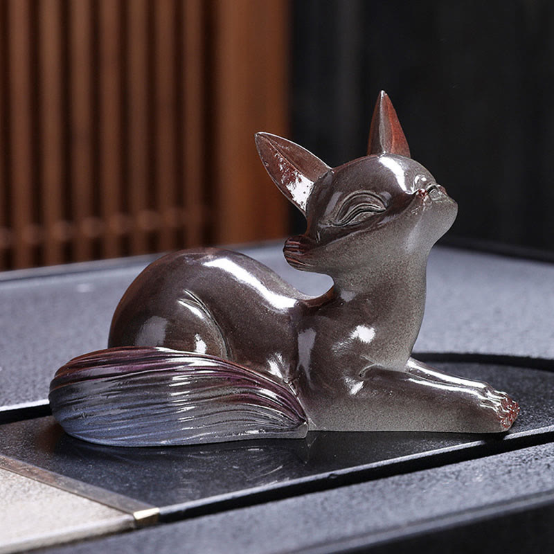 Color Changing Fox Tea Pet Resin Figurine | Zen Decor