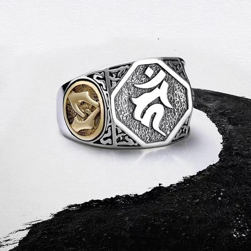 925 Sterling Silver Sanskrit Protection Spiritual Ring Adjustable