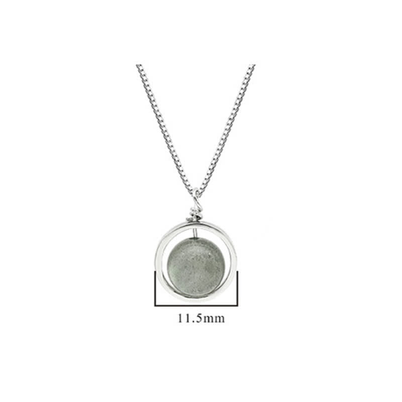 Moonstone Necklace Pendant 925 Sterling Silver Love Planet Rotatable