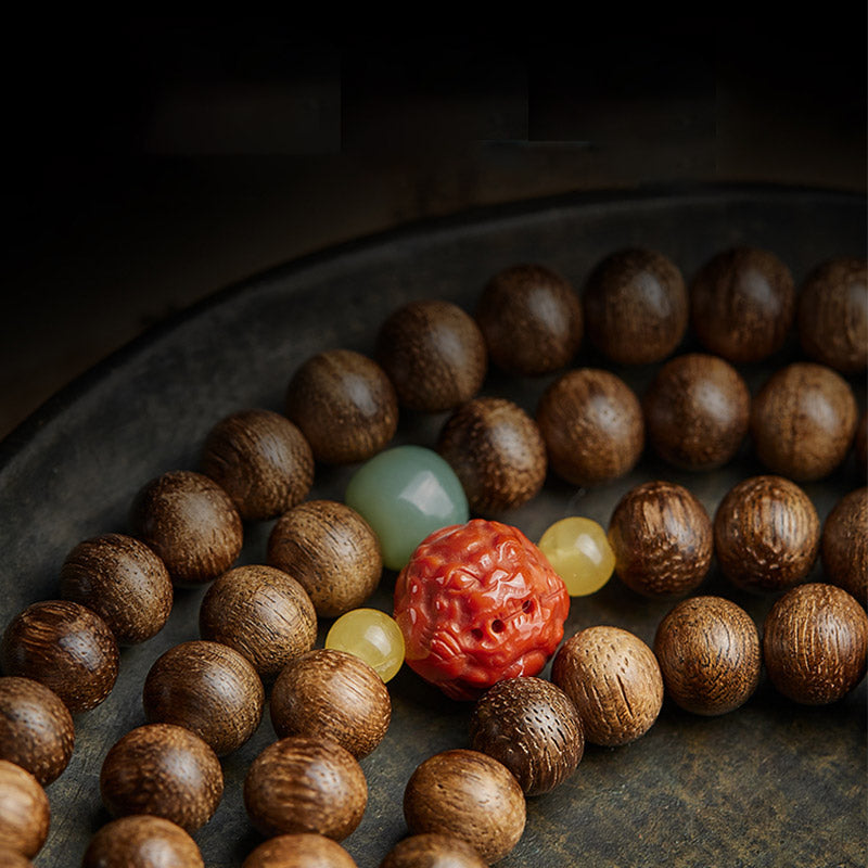 8mm Agarwood Jade Wood Mala Beads Bracelet for Balance