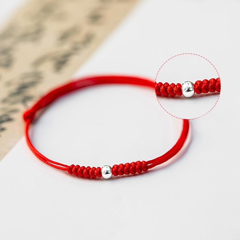 925 Sterling Silver Red String Protection Bracelet Unisex