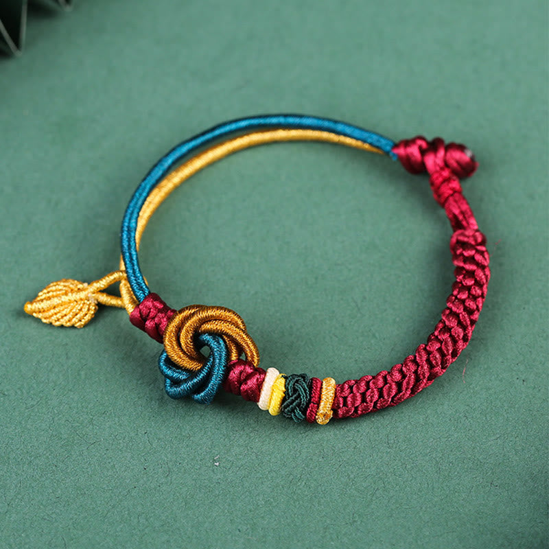 Tibetan Mandala Knot Luck Leaf Red String Bracelet