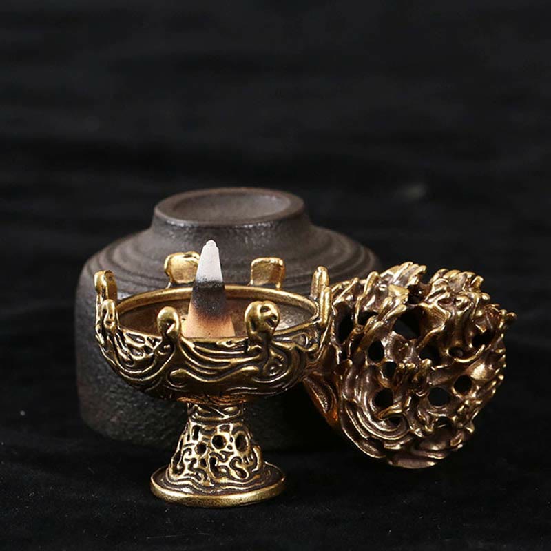 Copper Alloy Tibetan Incense Burner 4.5cm Mini Meditation