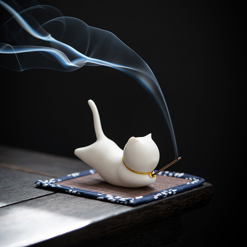 Ceramic Cat Panda Incense Burner | Blessing Decoration