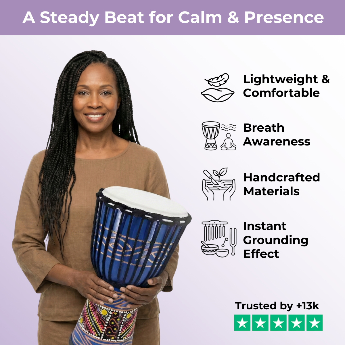 Djembe African Hand Drum for Beginner - Percussion