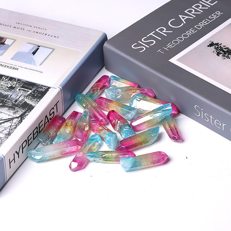 Double Color Aura Angel Crystal Points 1.2-1.7 inch Raw Quartz