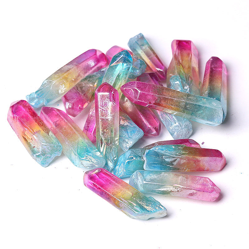Double Color Aura Angel Crystal Points 1.2-1.7 inch Raw Quartz