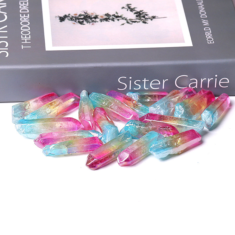 Double Color Aura Angel Crystal Points 1.2-1.7 inch Raw Quartz