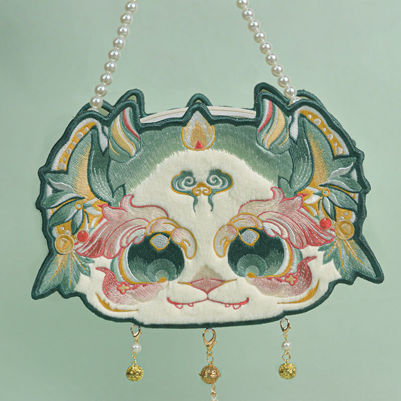 Double-sided Bai Ze Embroidery Crossbody Bag 25cm