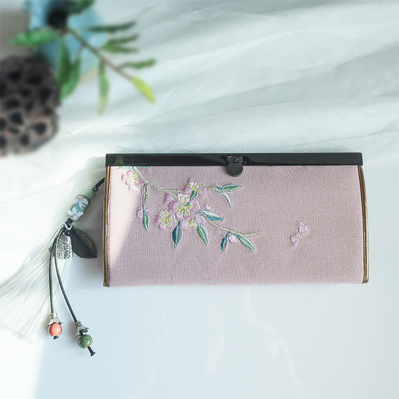 Double-sided Embroidered Floral Wallet 19cm | Spiritual Accessories