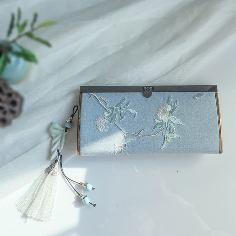 Double-sided Embroidered Floral Wallet 19cm | Spiritual Accessories