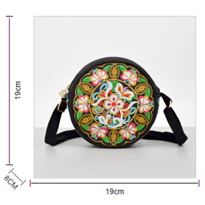 Double-Sided Flower Embroidery Canvas Crossbody Bag | Spiritual Accessory