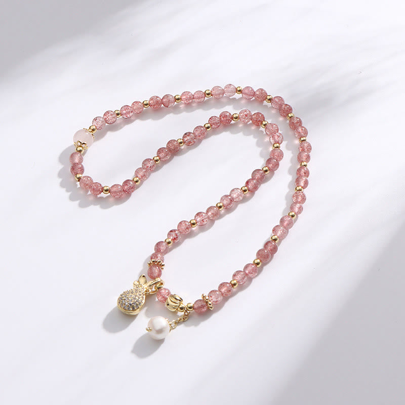 Double Wrap Strawberry Quartz Love Healing Bracelet