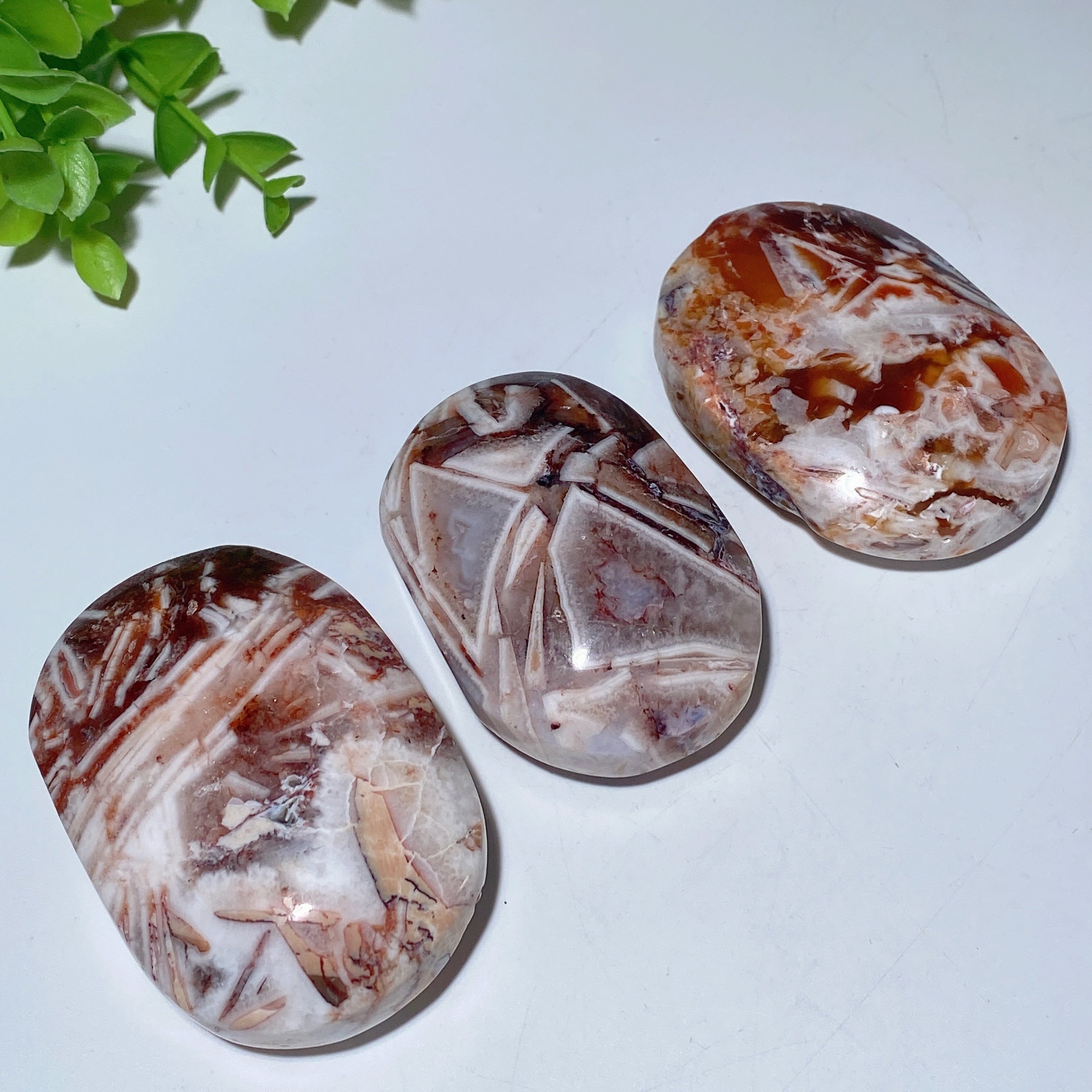 Dragon Agate Heart Palm Stone 2.0-2.6" Healing Crystal