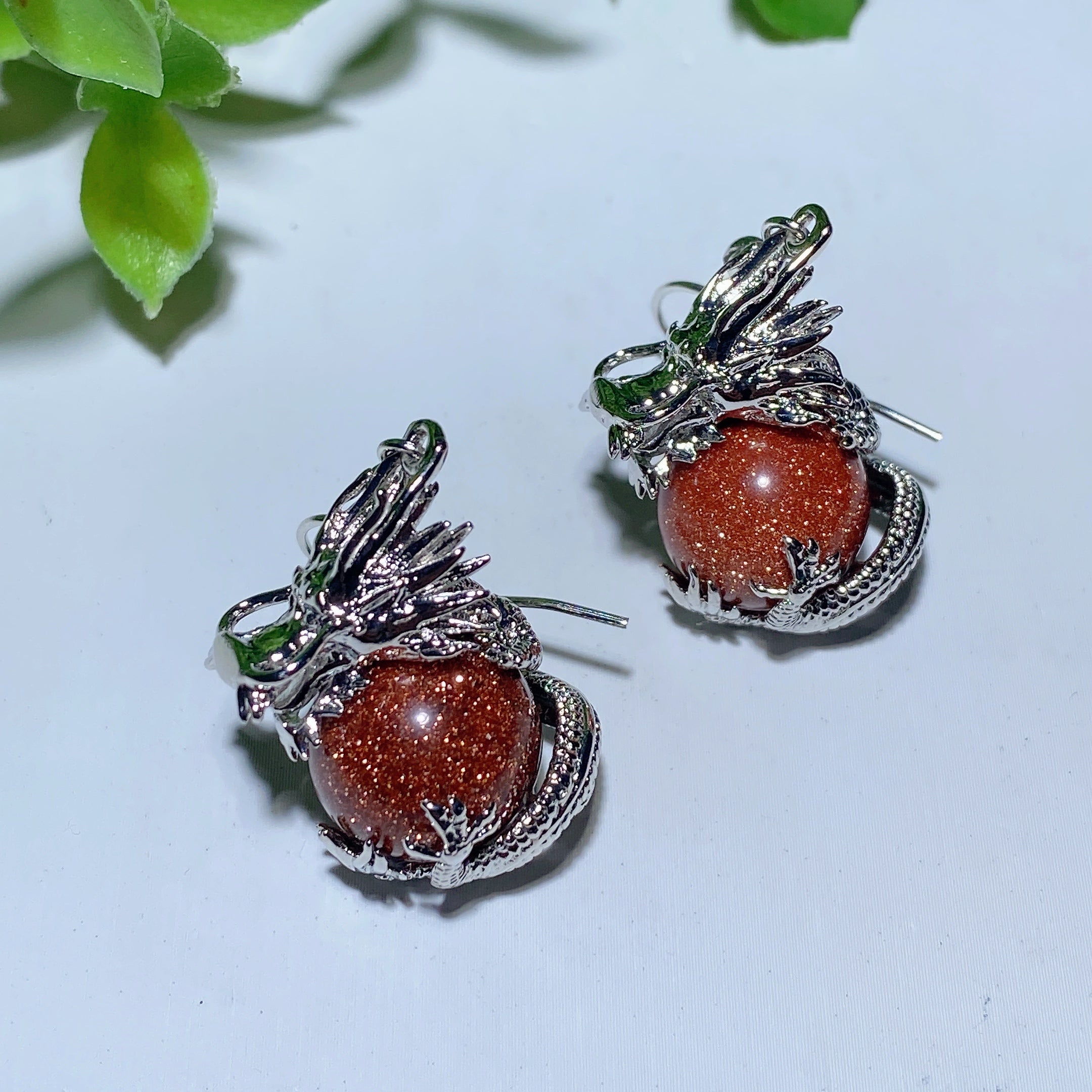 Dragon Earrings with Mixed Crystals | Healing Jewelry