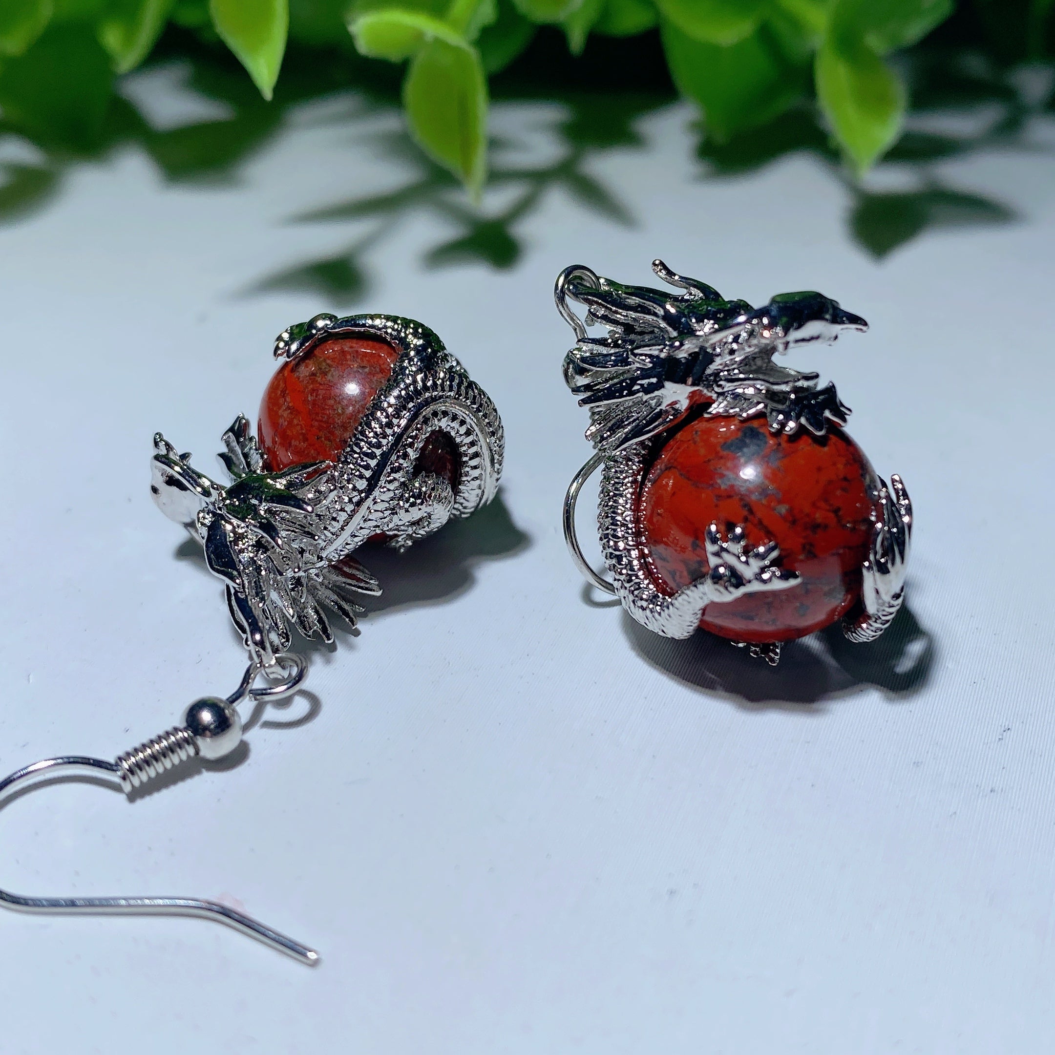 Dragon Earrings with Mixed Crystals | Healing Jewelry