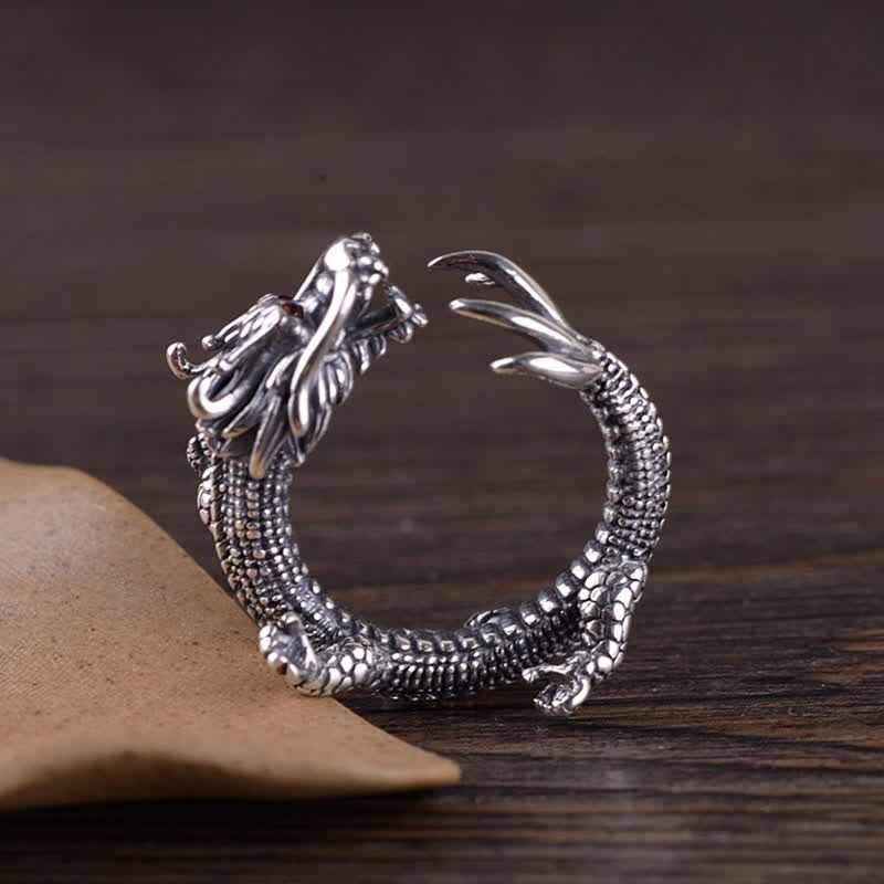 Dragon Ring in 925 Sterling Silver for Luck & Success