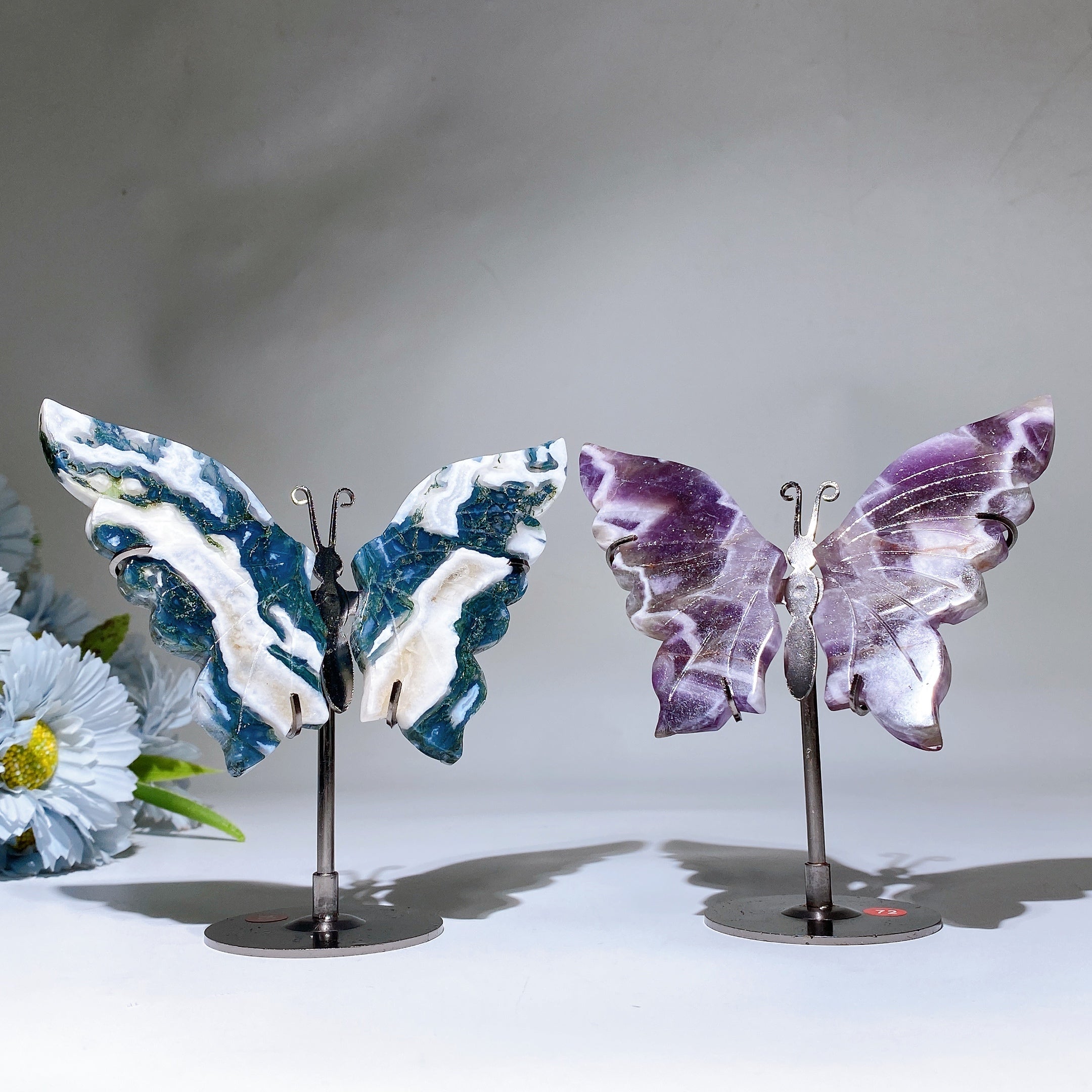 Dream Amethyst Crystal Butterfly Wings Carving 14cm