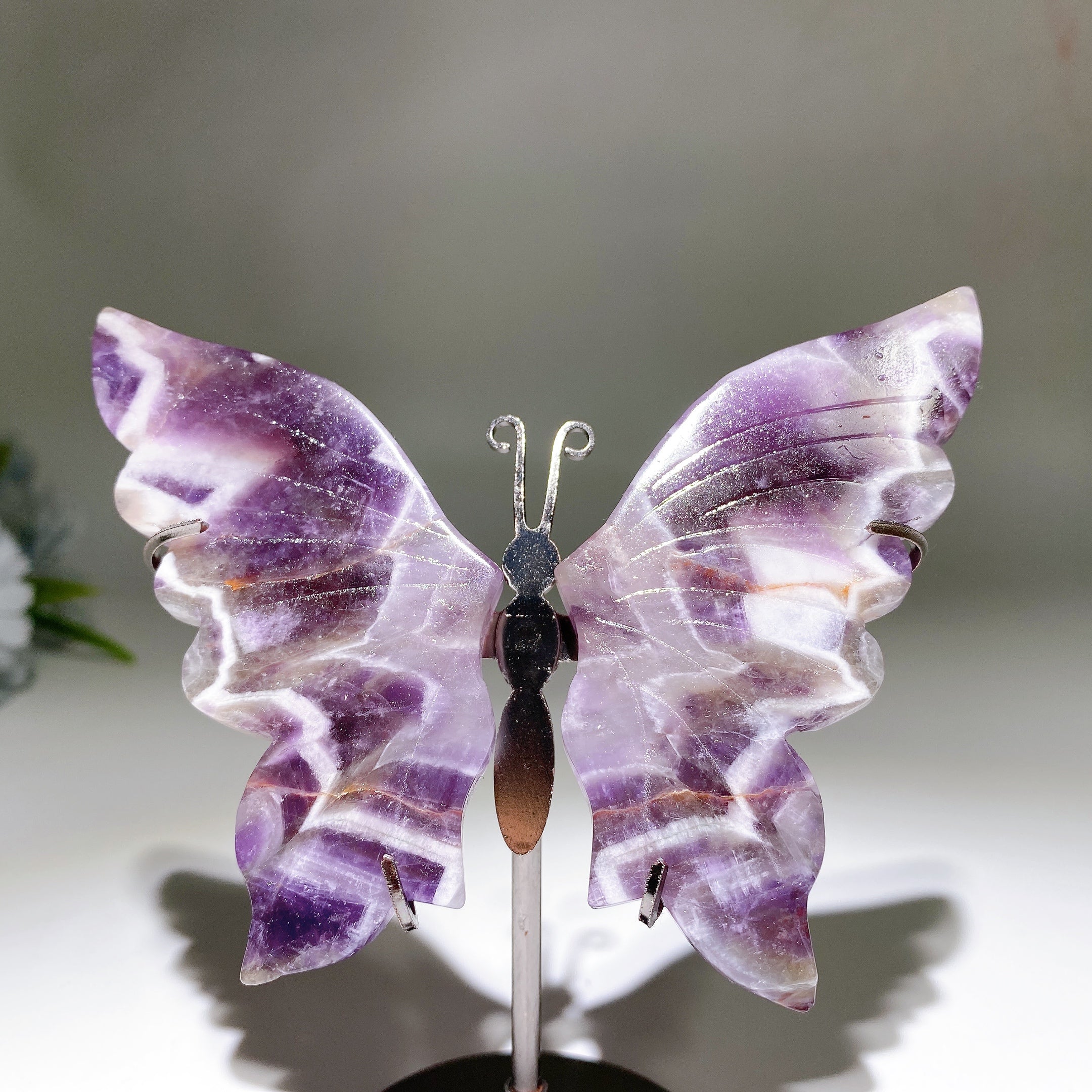 Dream Amethyst Crystal Butterfly Wings Carving 14cm