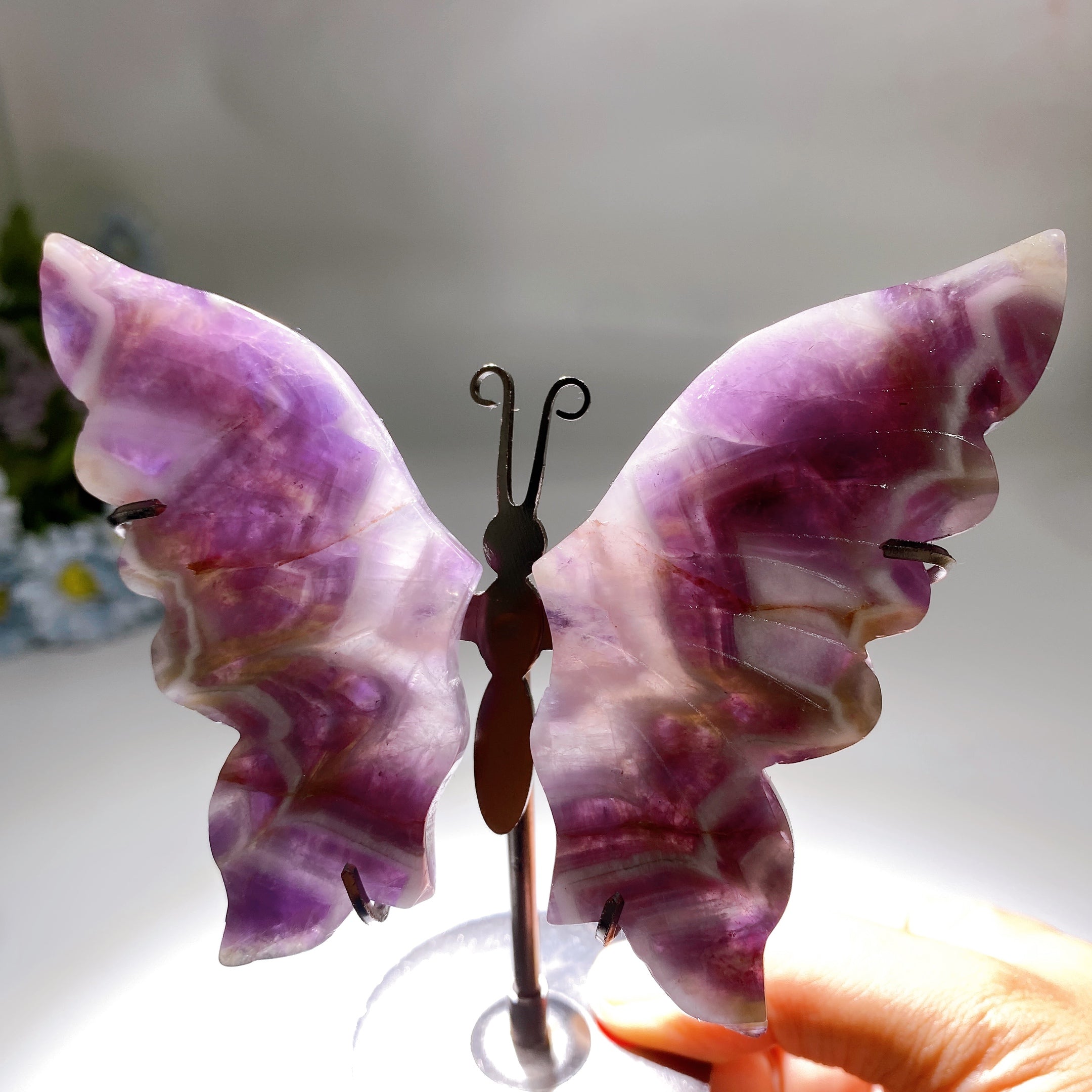 Dream Amethyst Crystal Butterfly Wings Carving 14cm