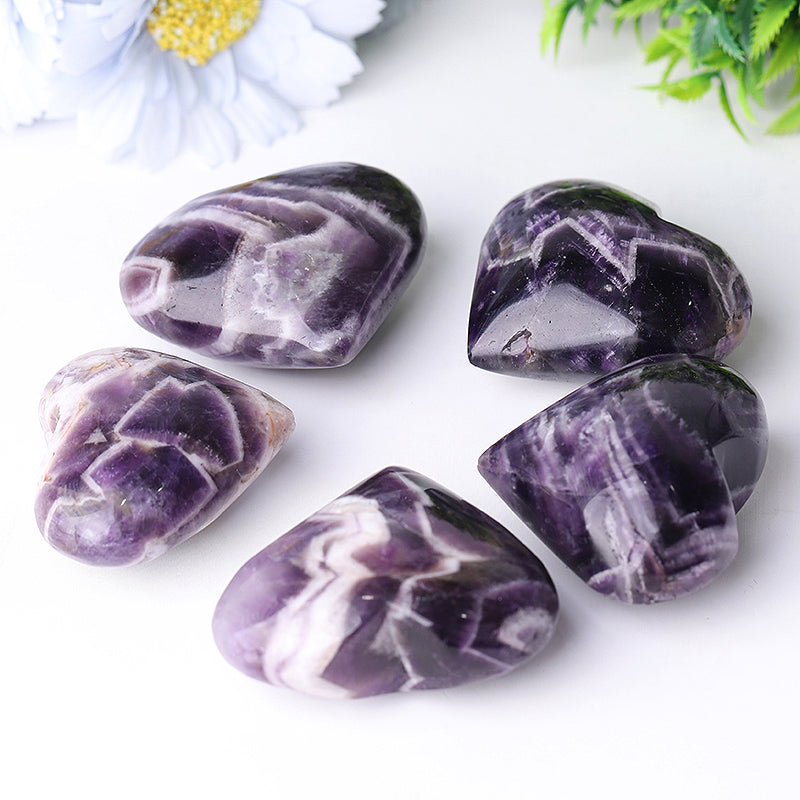 Dream Amethyst Heart Shape Crystal Carving 2-2.5in