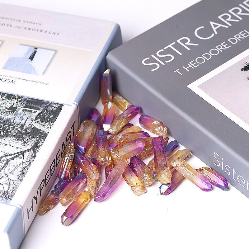 Drilled Double Color Aura Quartz Crystal Points 1.2-1.7 inch