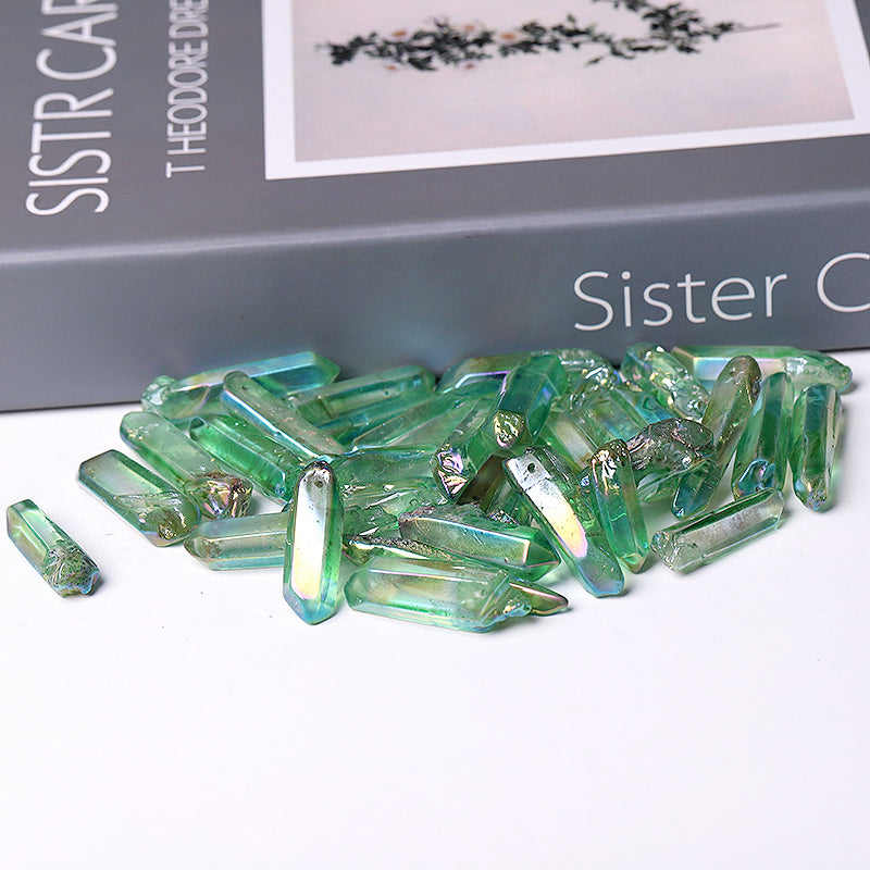 Drilled Green Aura Quartz Crystal Points 1.2-1.7 inch