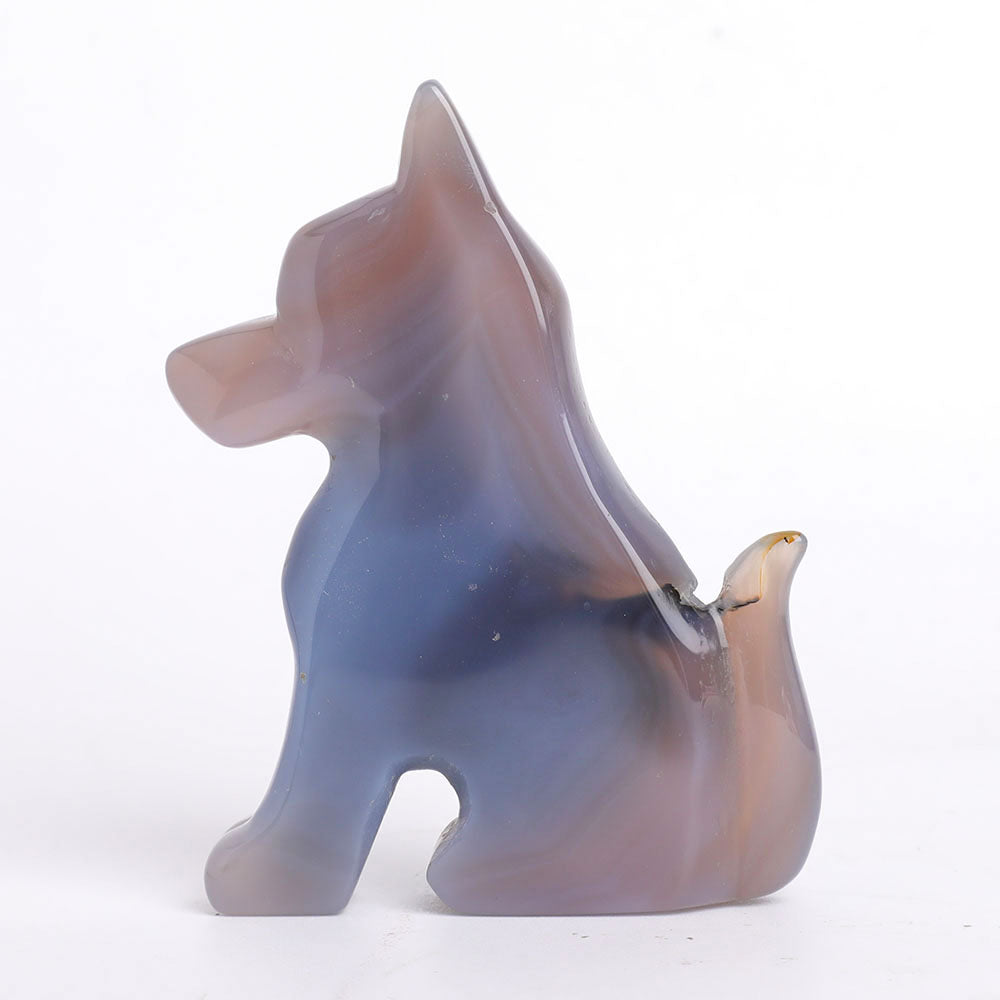 Druzy Agate Crystal Dog Figurine 10cm Healing Sculpture