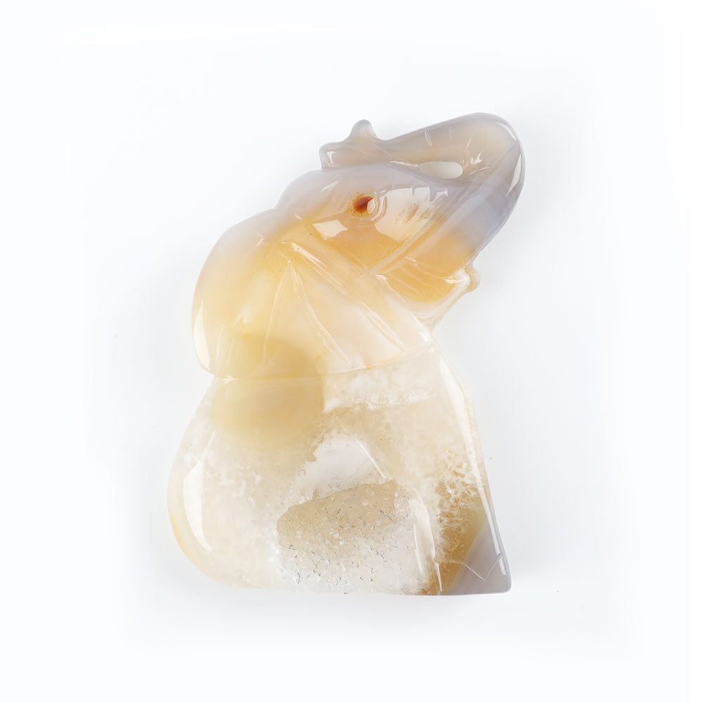 Druzy Agate Elephant Crystal Carving 2.85 Inches