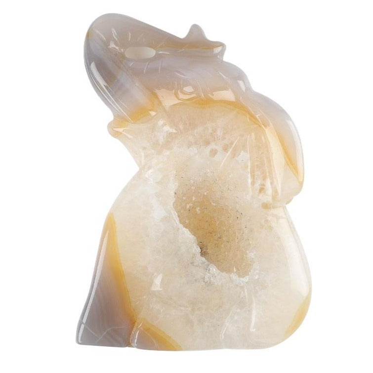 Druzy Agate Elephant Crystal Carving 2.85 Inches