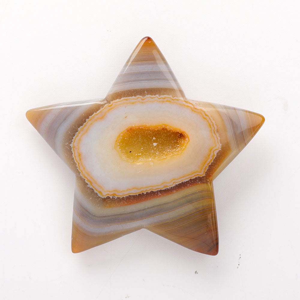 Druzy Agate Star Carving 4-Inch Healing Crystal Star