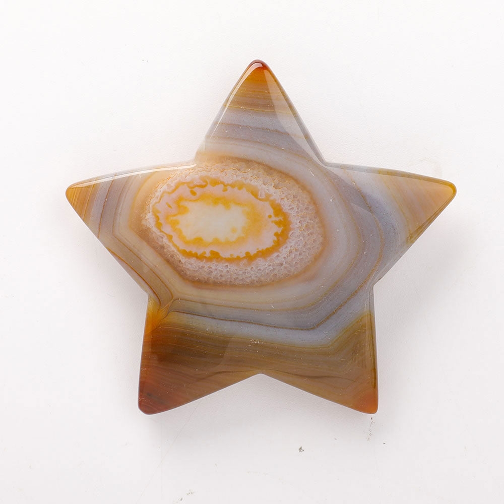 Druzy Agate Star Carving 4-Inch Healing Crystal Star