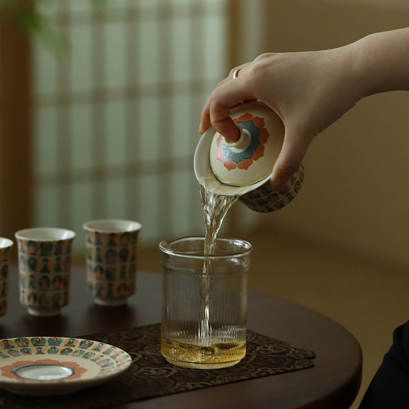 Dunhuang Ceramic Gaiwan with Thousand Buddhas & Lid 150ml