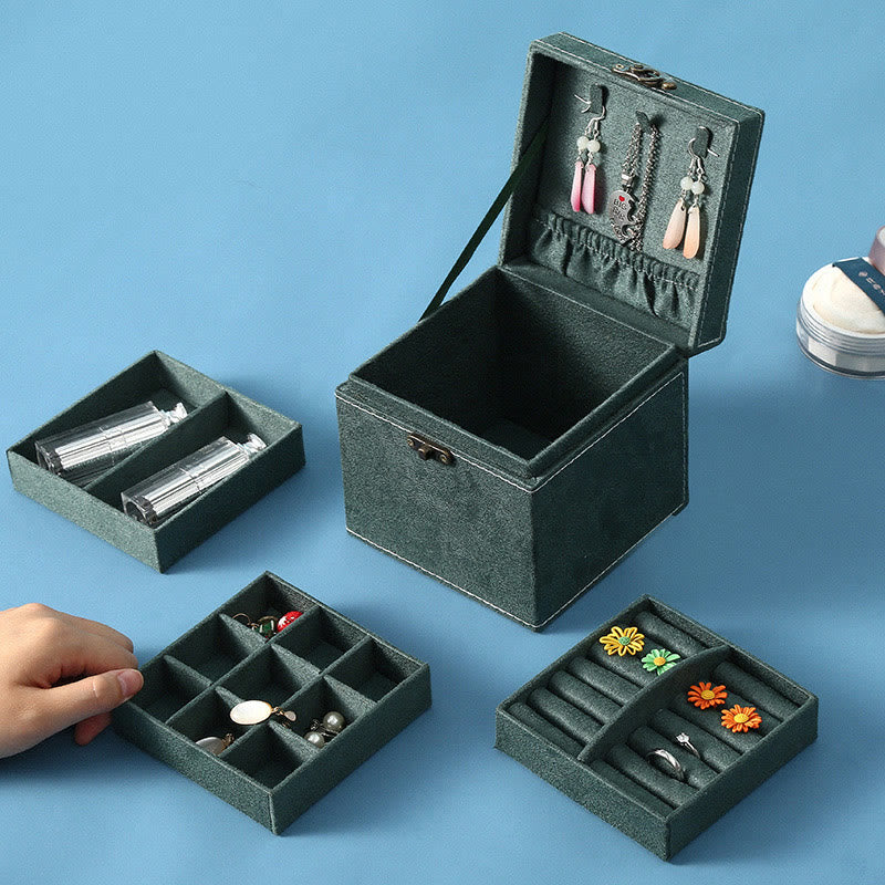 Three-Layer Flannel Jewelry Box Organizer | Zen Decor